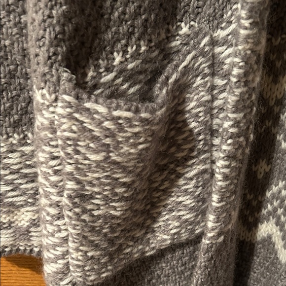 Lucky Brand Women’s Grey off white Fair Isle Cardigan Sweater Coat w/Pockets XL - Picture 2 of 5